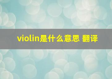 violin是什么意思 翻译